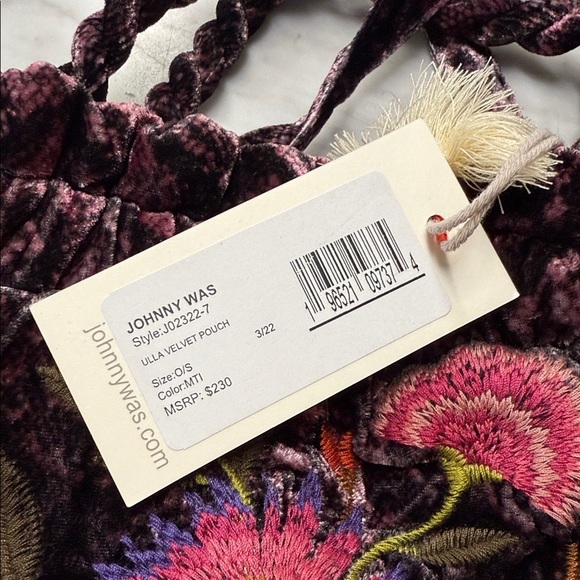 Johnny Was NWT Ulla Velvet Maroon Leopard Flo Embroidered Crossbody Pouch Bag - Picture 8 of 14